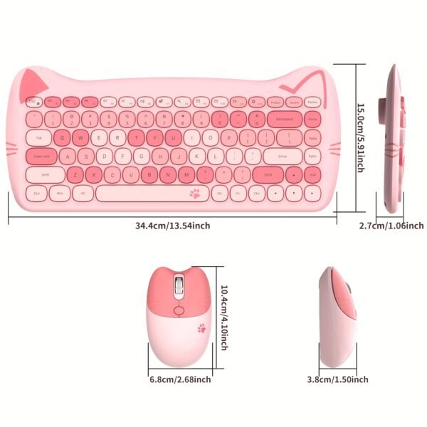 The Geezer Meow Cute Cat Is a Charming Compact Wireless Keyboard And Mouse Set Shaped Like a Cat