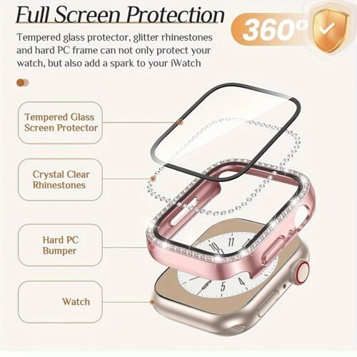 24f83679-cfb7-45d2-ae5e-58e5719eb860.jpg A Set of Two Shiny Diamond-Plated Protective Cases for Apple Watch