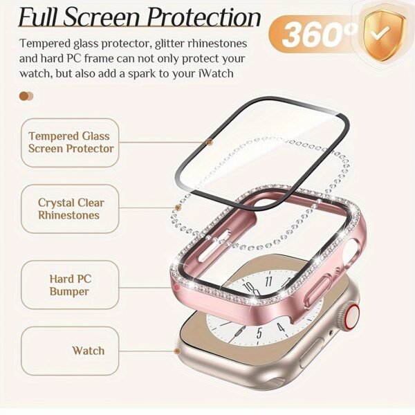 24f83679-cfb7-45d2-ae5e-58e5719eb860.jpg A Set of Two Shiny Diamond-Plated Protective Cases for Apple Watch