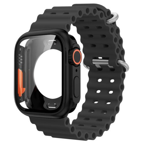 Hard PC Tempered Glass Case with Band Compatible for Apple Watch